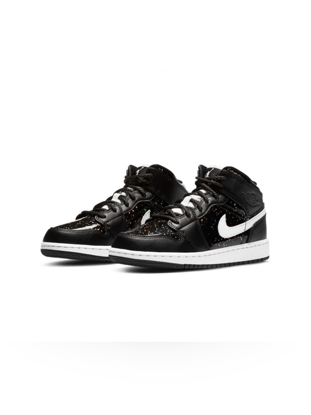 Nike Air Jordan 1 Mid SE GS 'Black Glitter' High Top Sneakers